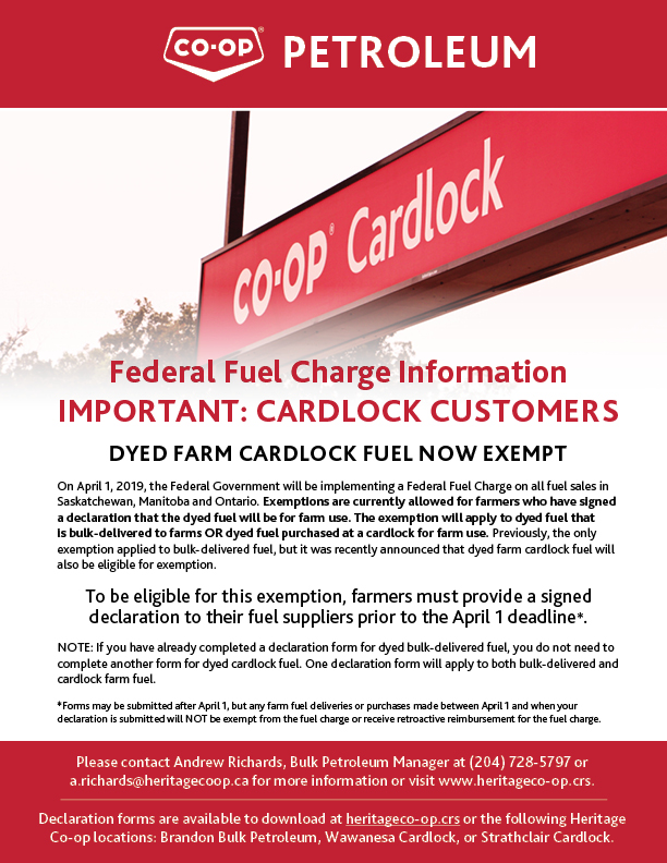 Important Federal Fuel Charge Info for Cardlock Customers Heritage Coop